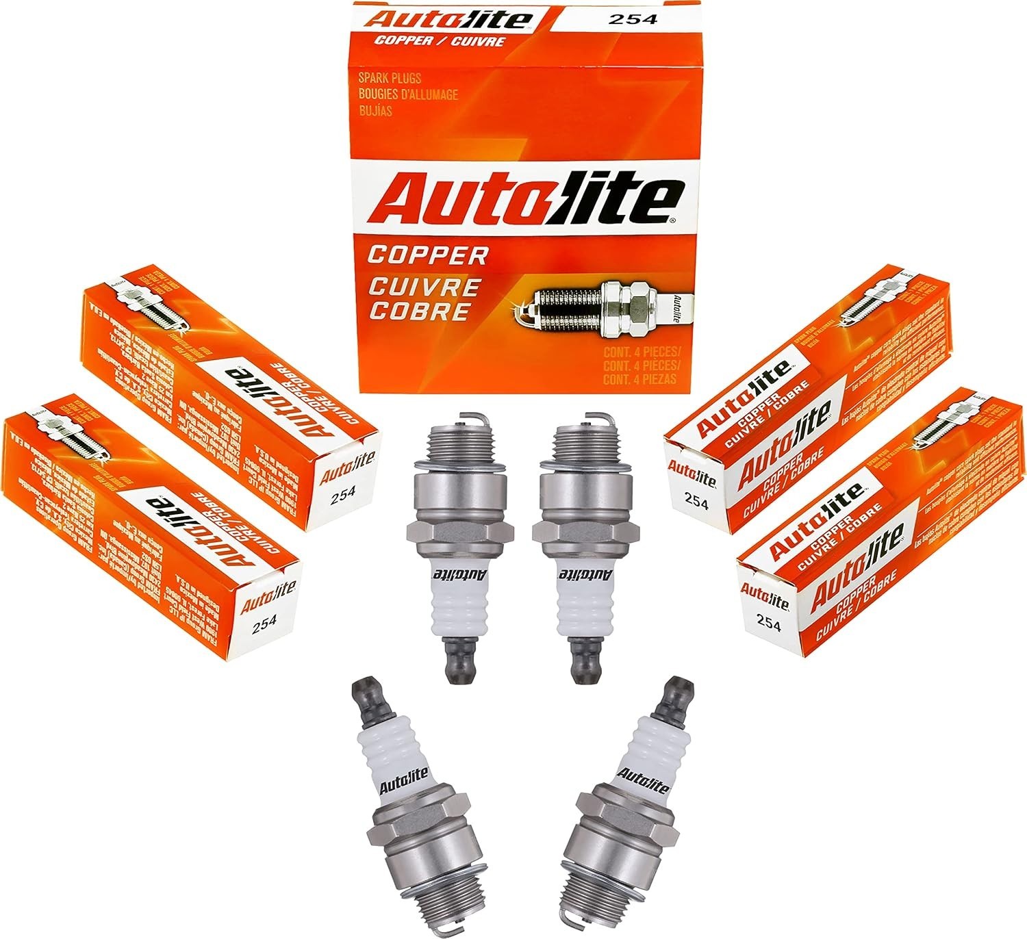 Autolite 25Copper Non-Resistor Automotive Replacement Spark Plugs (Pack) 4