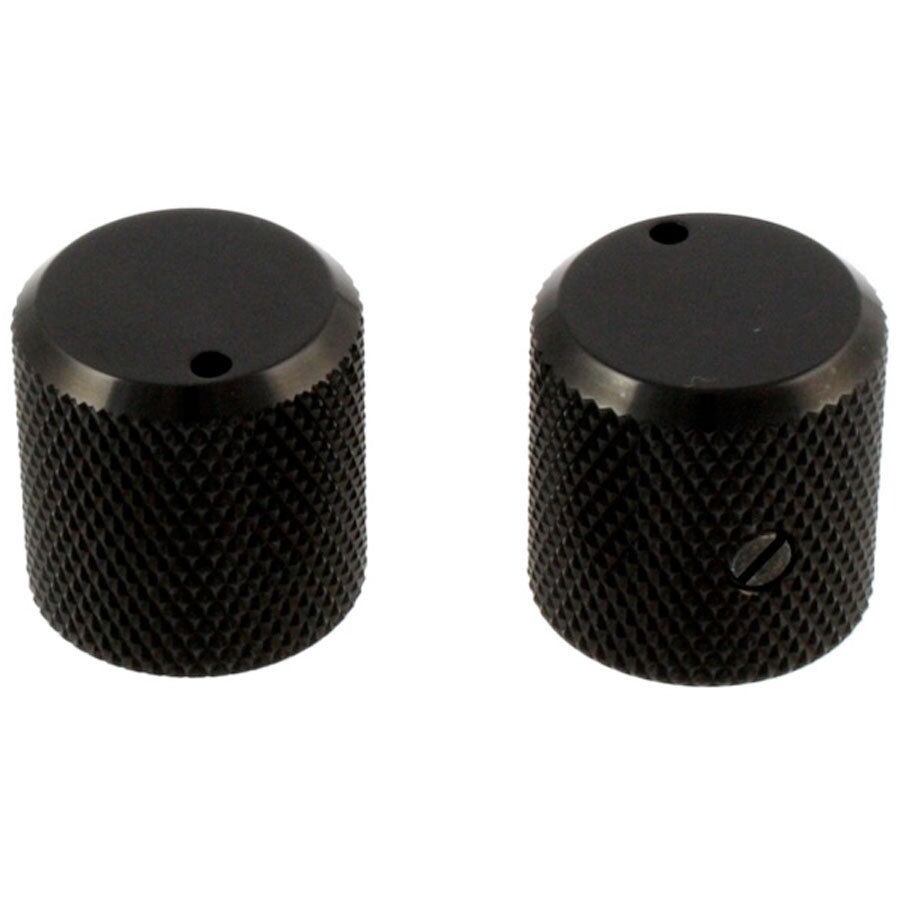 NEW (2) Metal Guitar/Bass Knobs With Indicator & Set Screw Made in Japan - BLACK