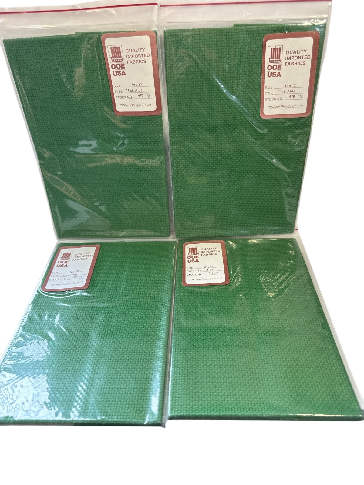 4 NEW Old Stock OOE Quality Imported Fabrics Green 12" x 17" 11ct Aida 418-8