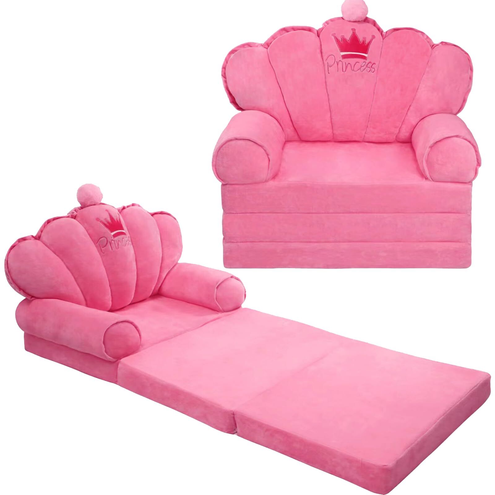 Pink Toddler Chair Kids Sofa Lounger Toddler Bed Couch for SeatingSoft Prince...