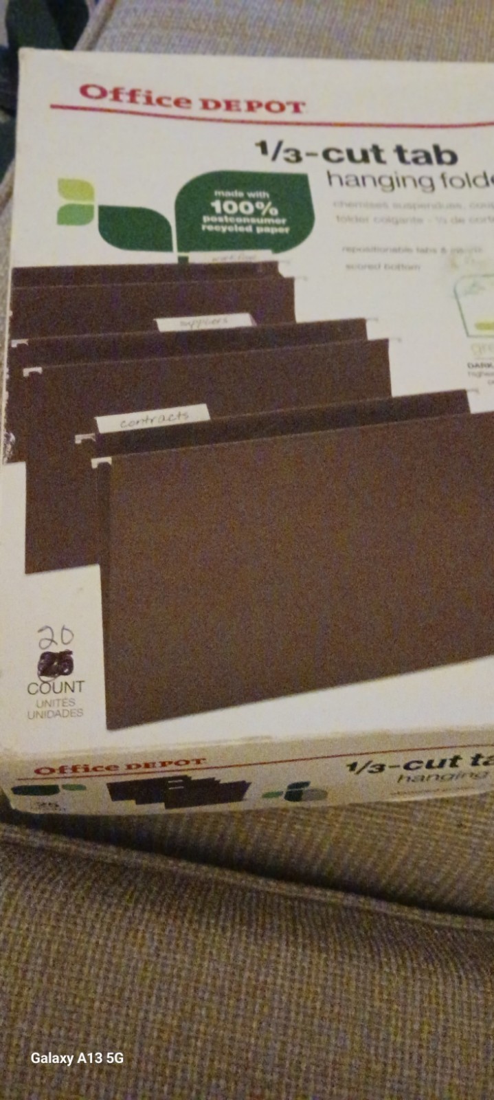 Office Depot Brand Hanging Folders, 1/3 Cut, Letter Size, Green, 20-Pk