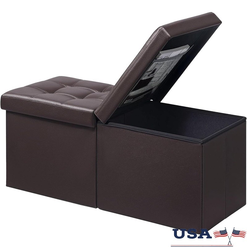 Stylish Folding Ottoman Storage Bench Multifunctional Footstool Living Room New