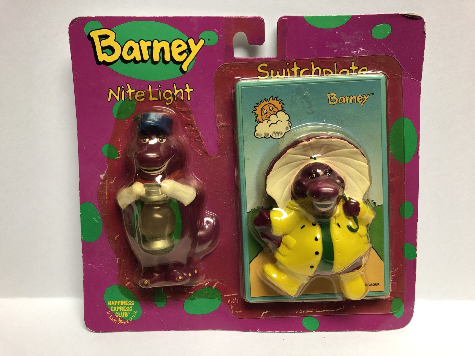 Vintage Barney Nite Light And Switchplate 1992 By Happiness Express INC.