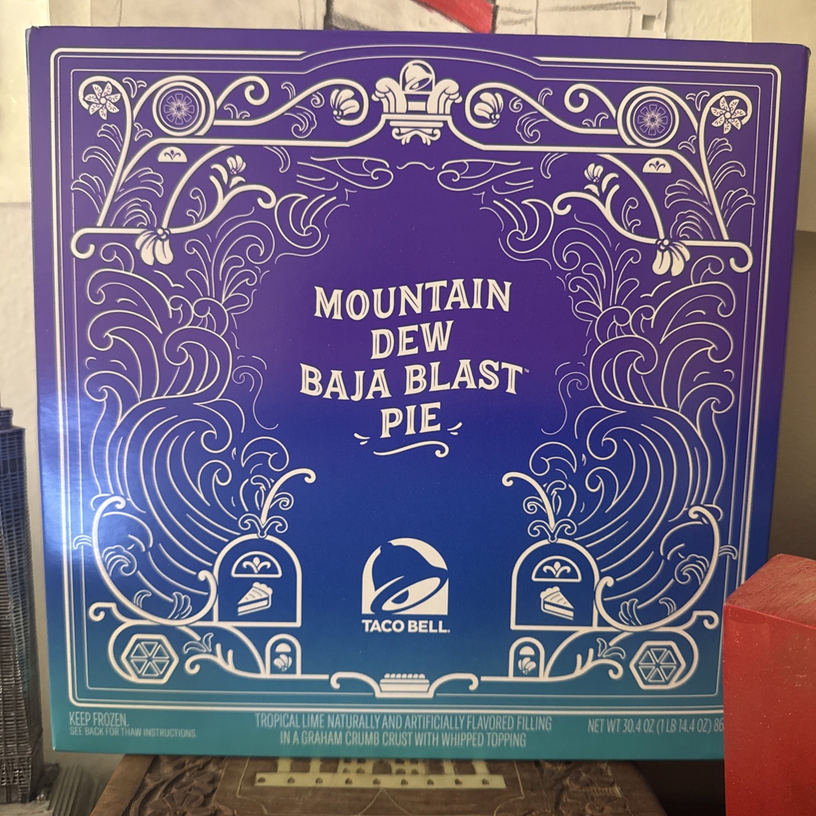 Mountain Dew Baja Blast Pie Empty Box Taco Bell Exclusive Limited Edition Decor