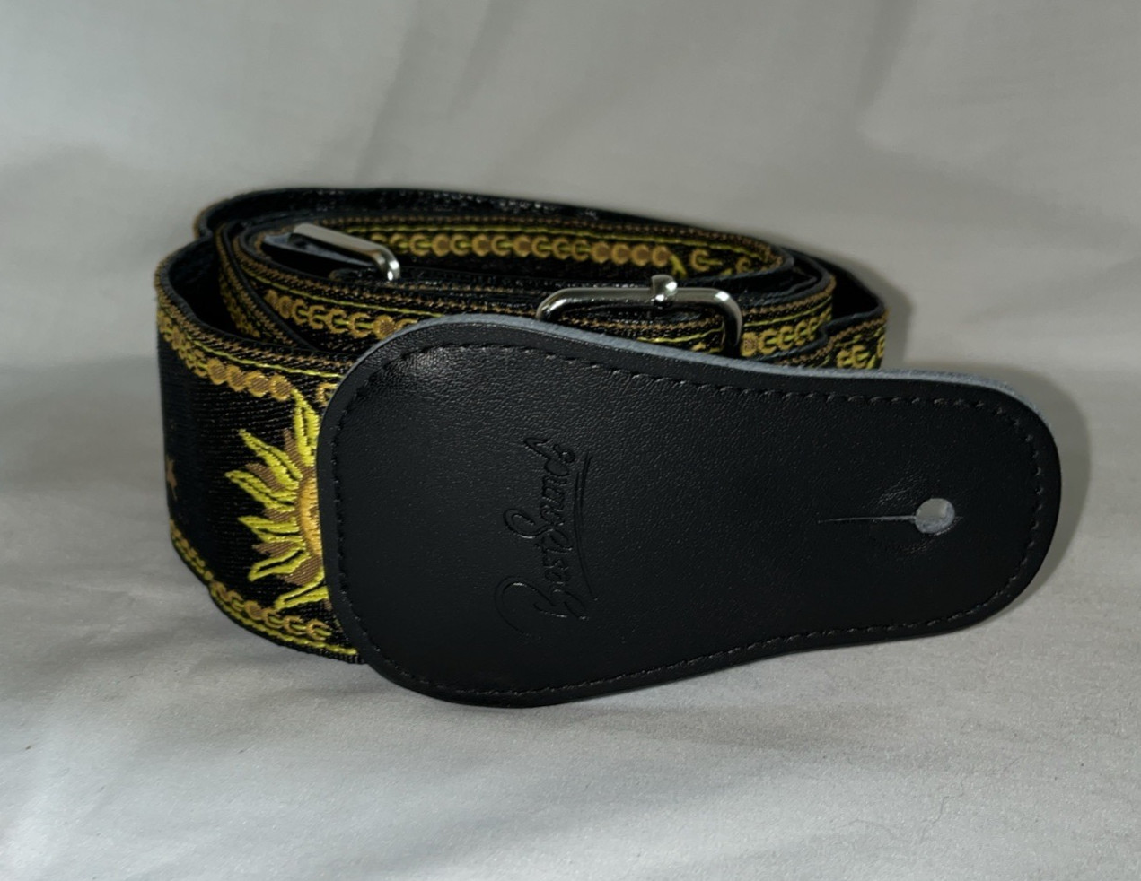 BestSounds Guitar Strap Genuine Leather Ends - Sun Jacquard Weave Strap For B...