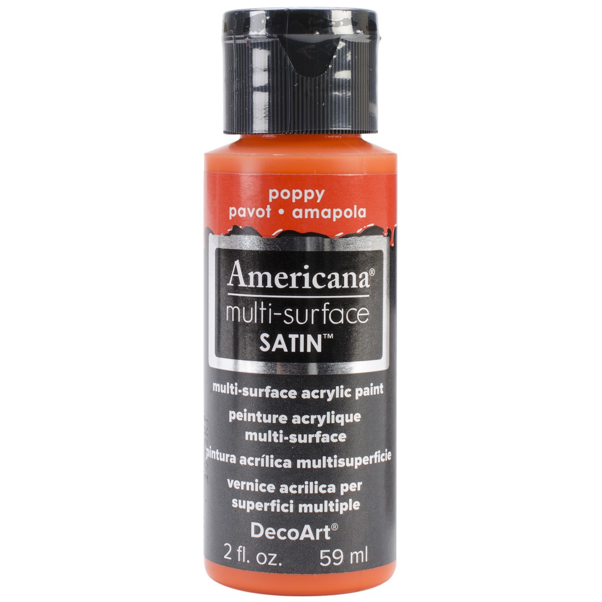 DecoArt Americana Multi-Surface Satin Acrylic Paint 2oz-Poppy