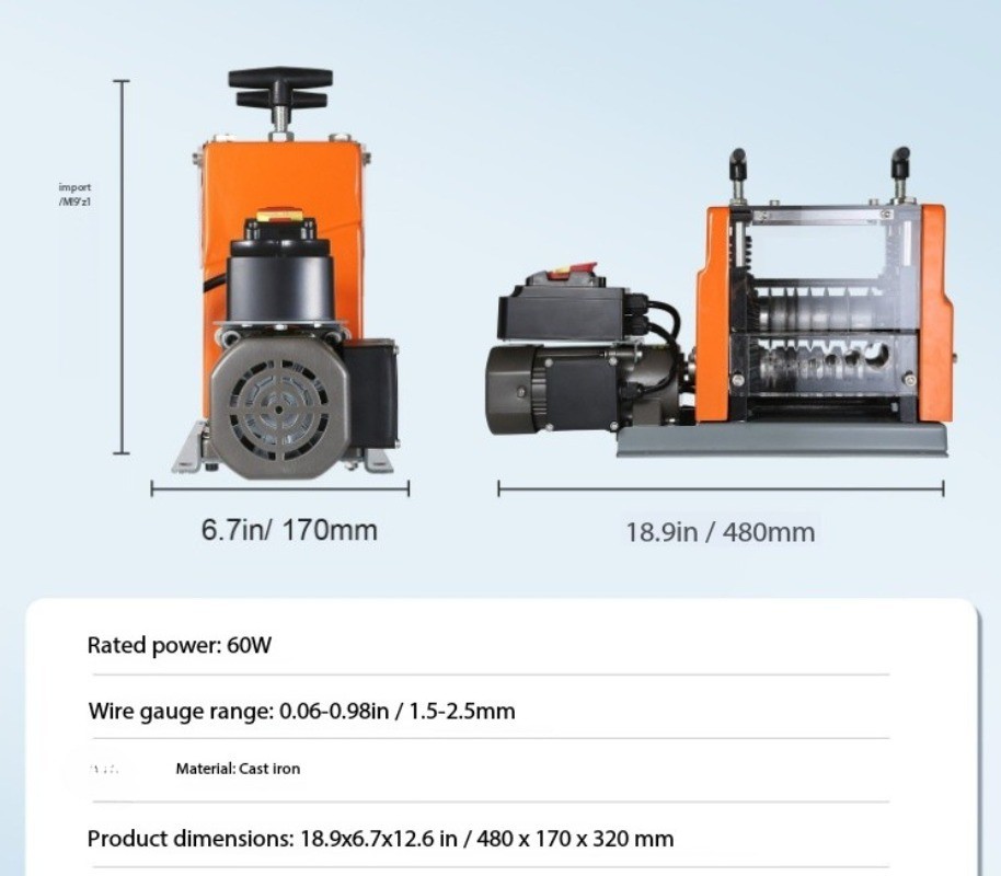 Electric Wire Stripping Machine 60W 1.5-25mm Visible Stripping Depth 6mm