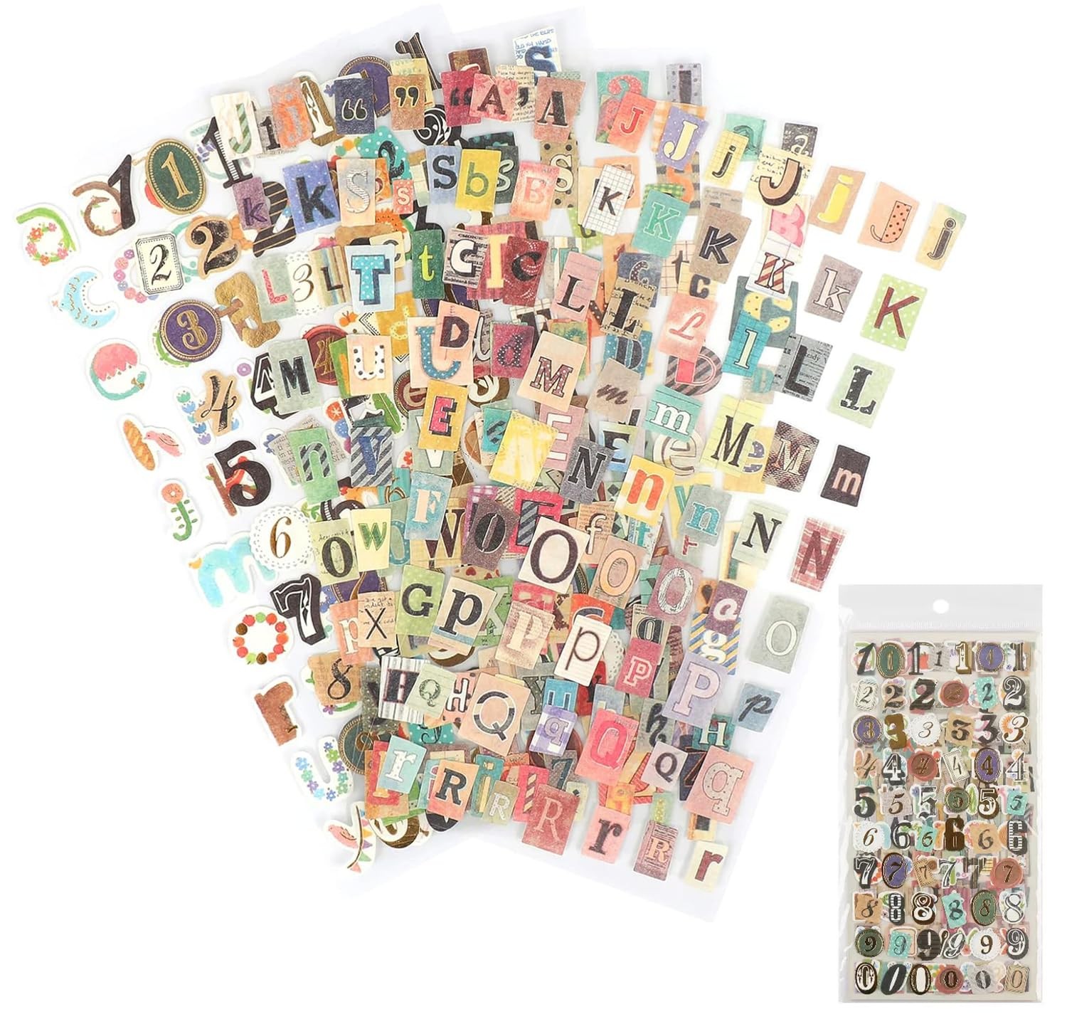 Dmopipp 347PCS Vintage Stickers, 6 Sheet Scrapbook Stickers As Shown