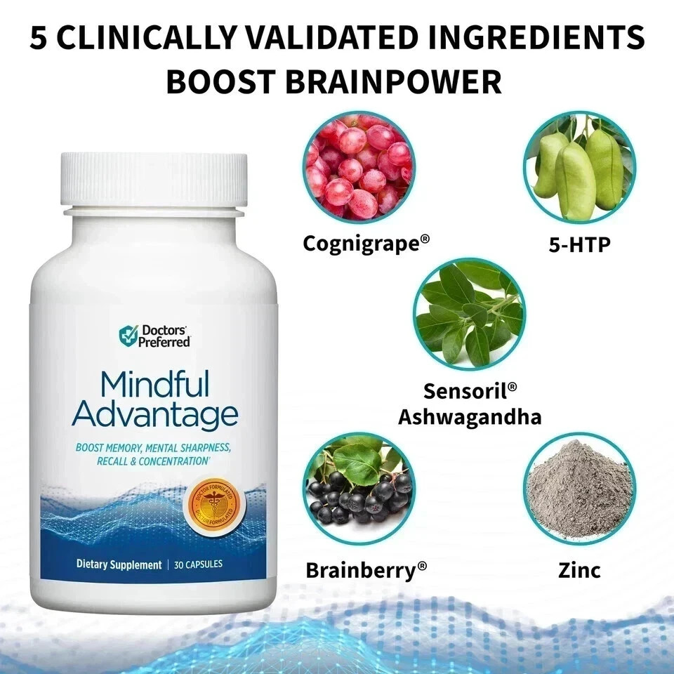 Mindful Advantage Brain Memory Focus Supplement - 30 Caps