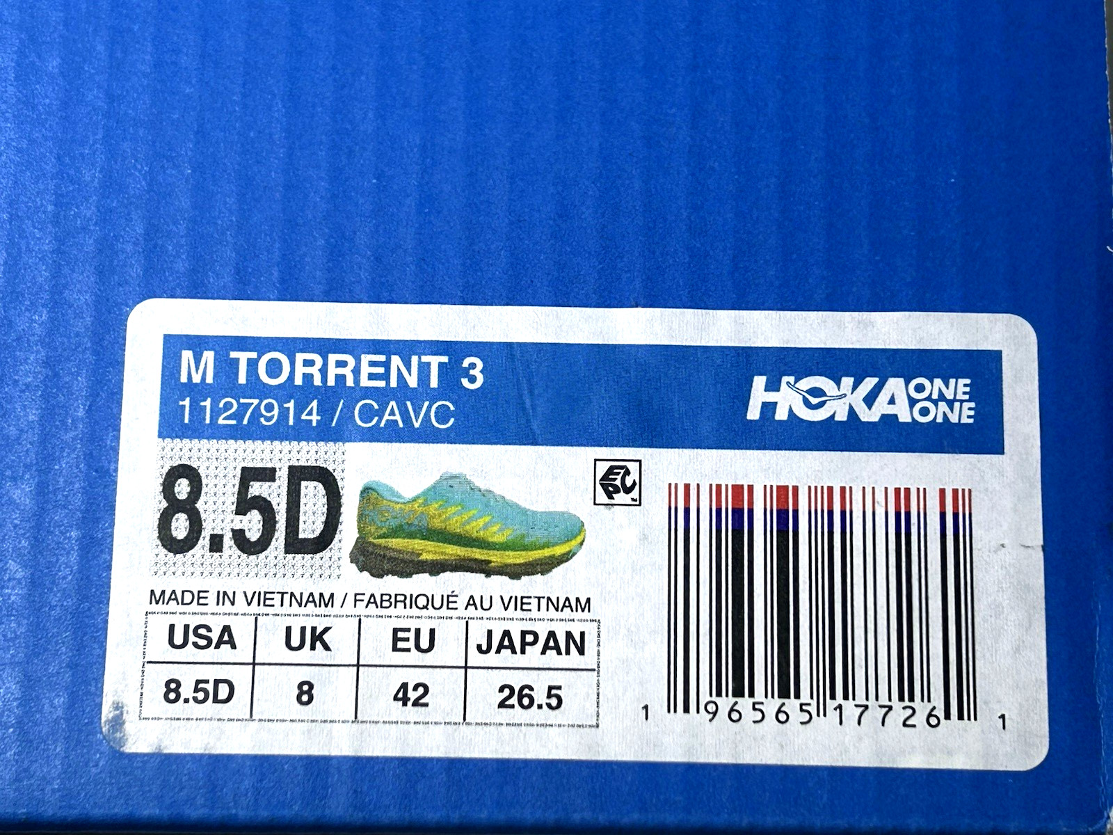 Hoka One Mens Size 8.5 Torrent 3 Ceramic/Avocado Running Hiking Comfort Shoes