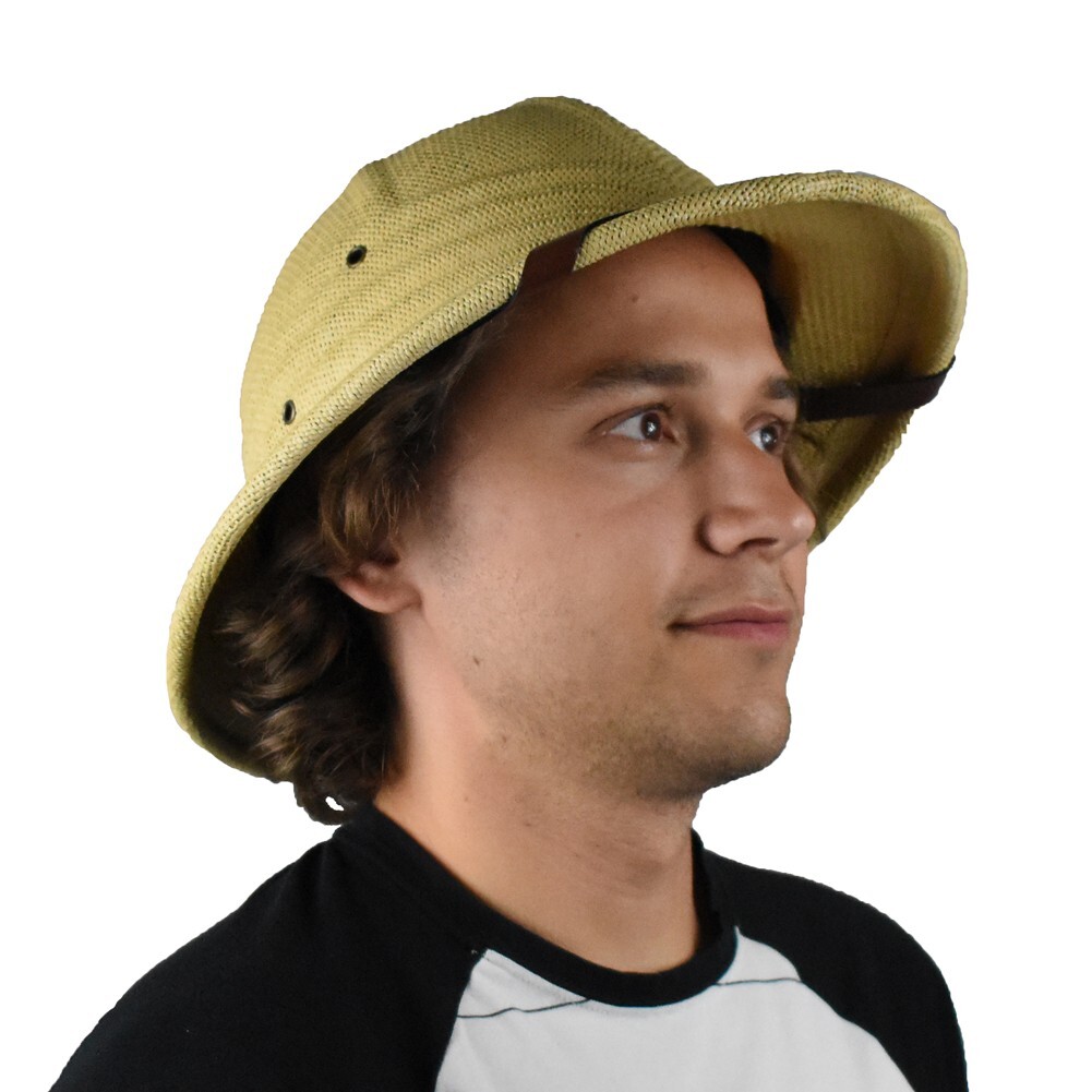 Pith Safari Jungle Helmet African Summer Hat with Sweatband Toyo Natural Khaki