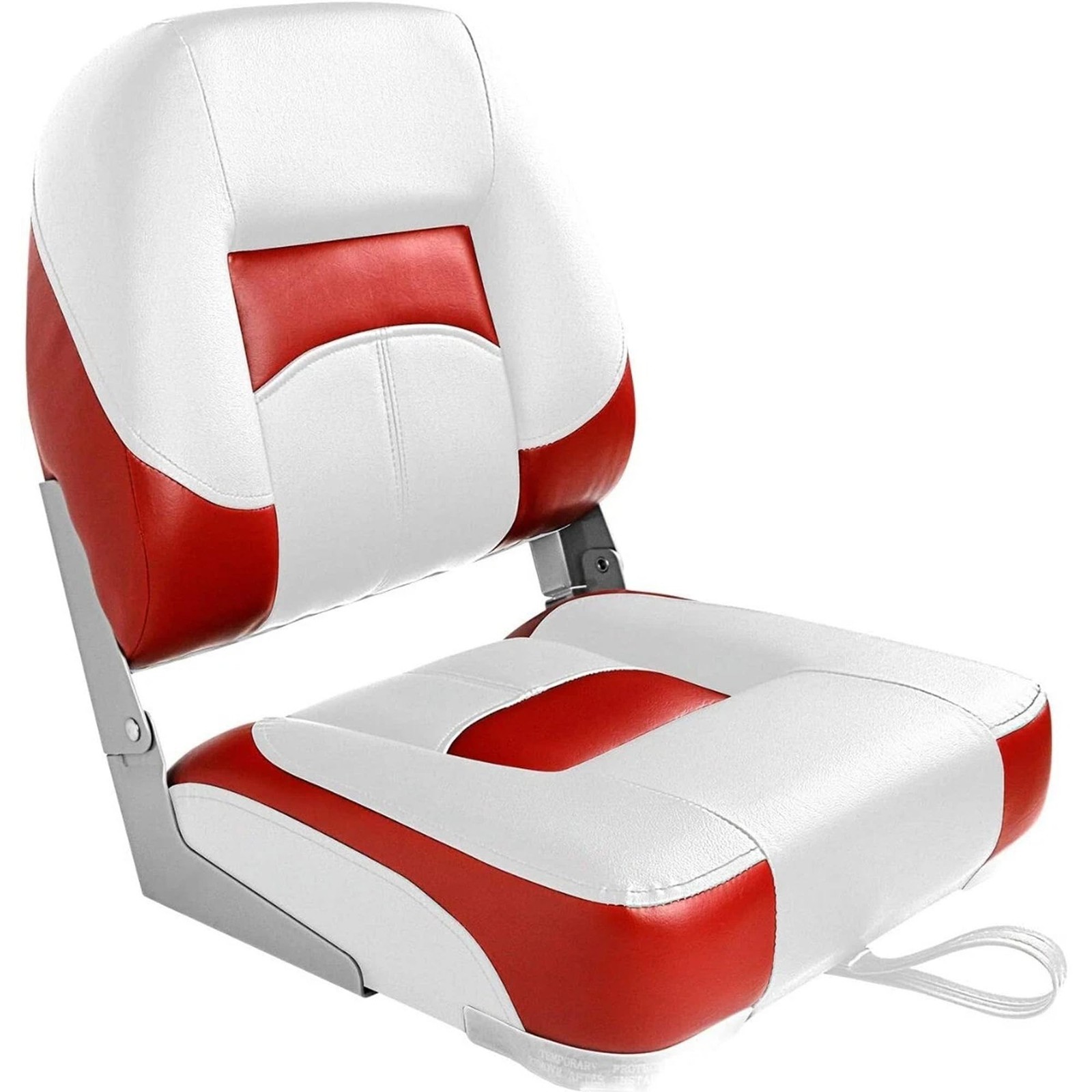 ERGOSEAT Two Tone Low Back Folding Boat Seat,White/Red1