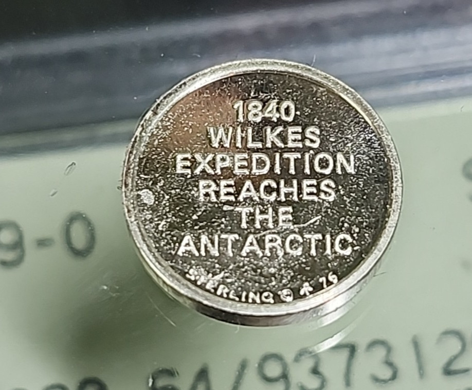 FRANKLIN MINT STERLING SILVER ROUND 1840 WILKES EXPEDITION/ANTARCTIC 1.73GR