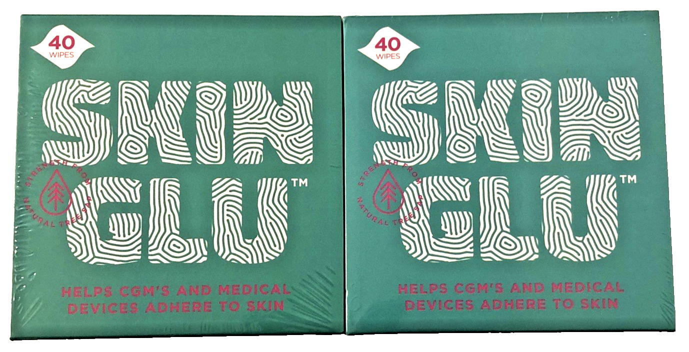 Skin Glu Wipes Helps CGM’s & Medical Devices Adhere 40 Count Box Lot of 2