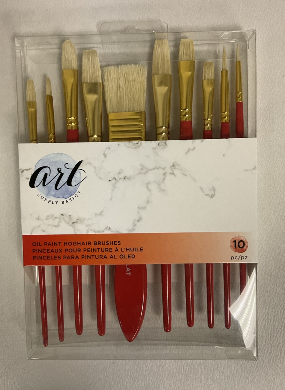PAINT BRUSHES - AC - ART SUPPLY BASICS - OIL- HOGHAIR BRISTLES (10 PIECE) 354838