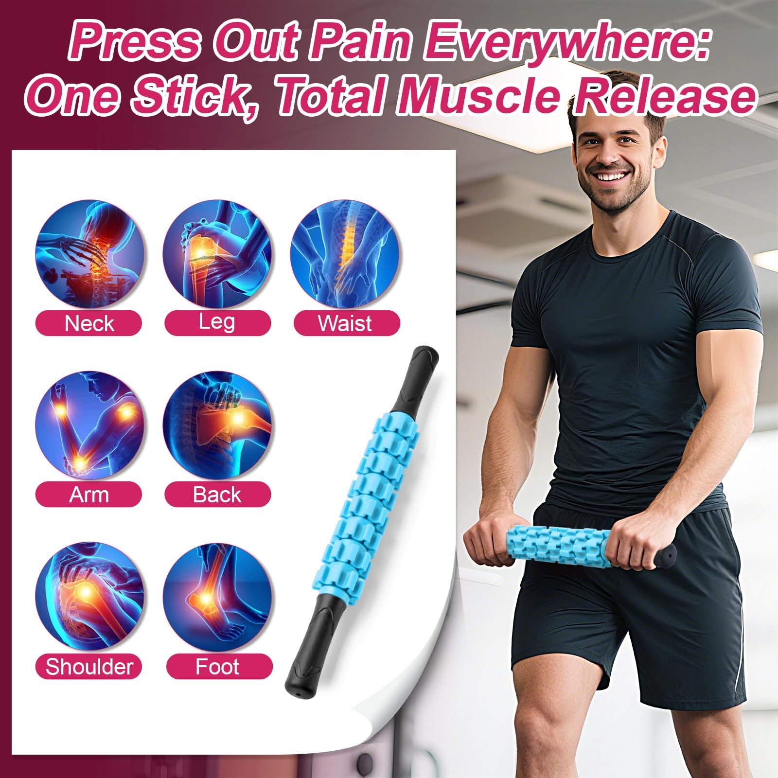 Massage Roller, Muscle Roller Stick, Therapy Roller Stick for Legs, Calf, Thigh