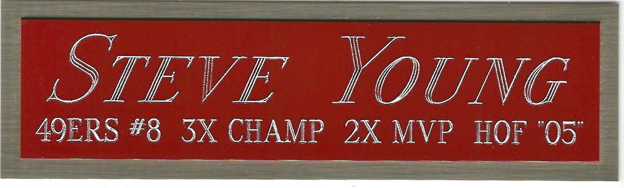 STEVE YOUNG 49ERS NAMEPLATE FOR AUTOGRAPHED Signed Helmet Football JERSEY PHOTO