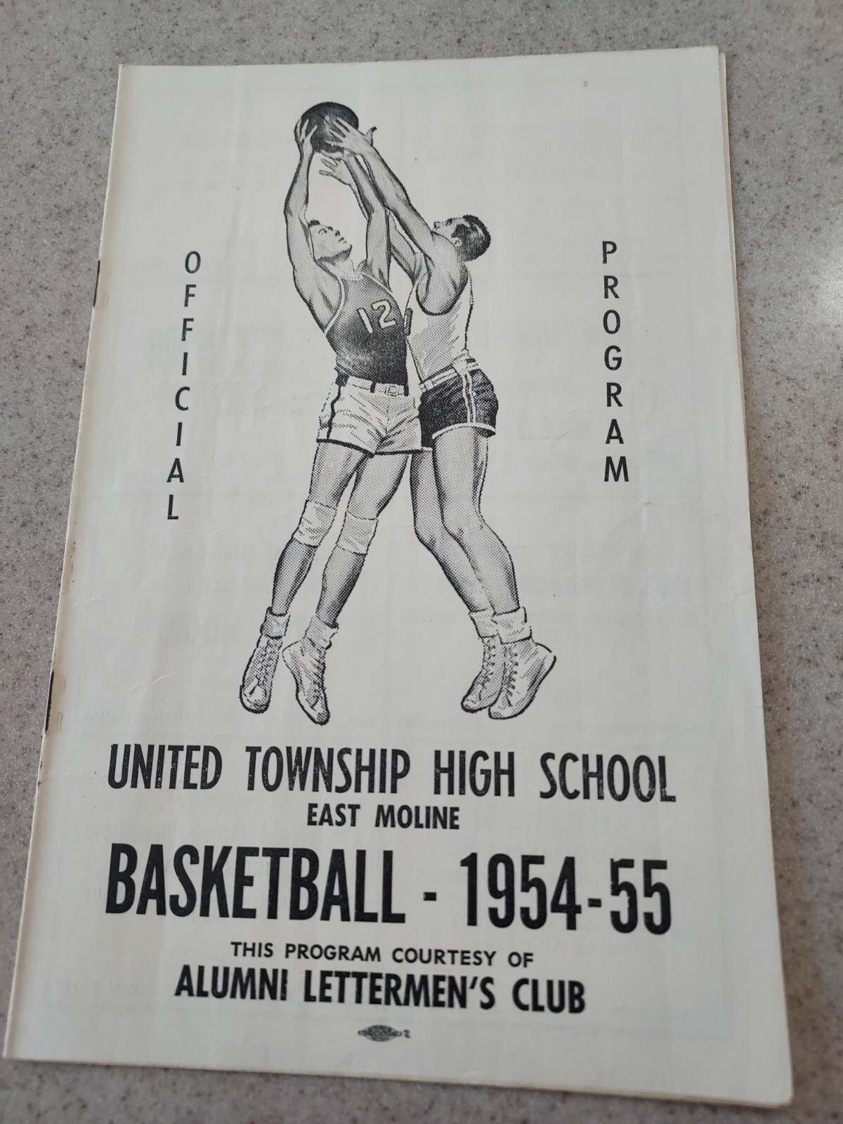 1954 Davenport vs East Moline Basketball Program. (Small Tear). 8-1/2 x 5-1/2.