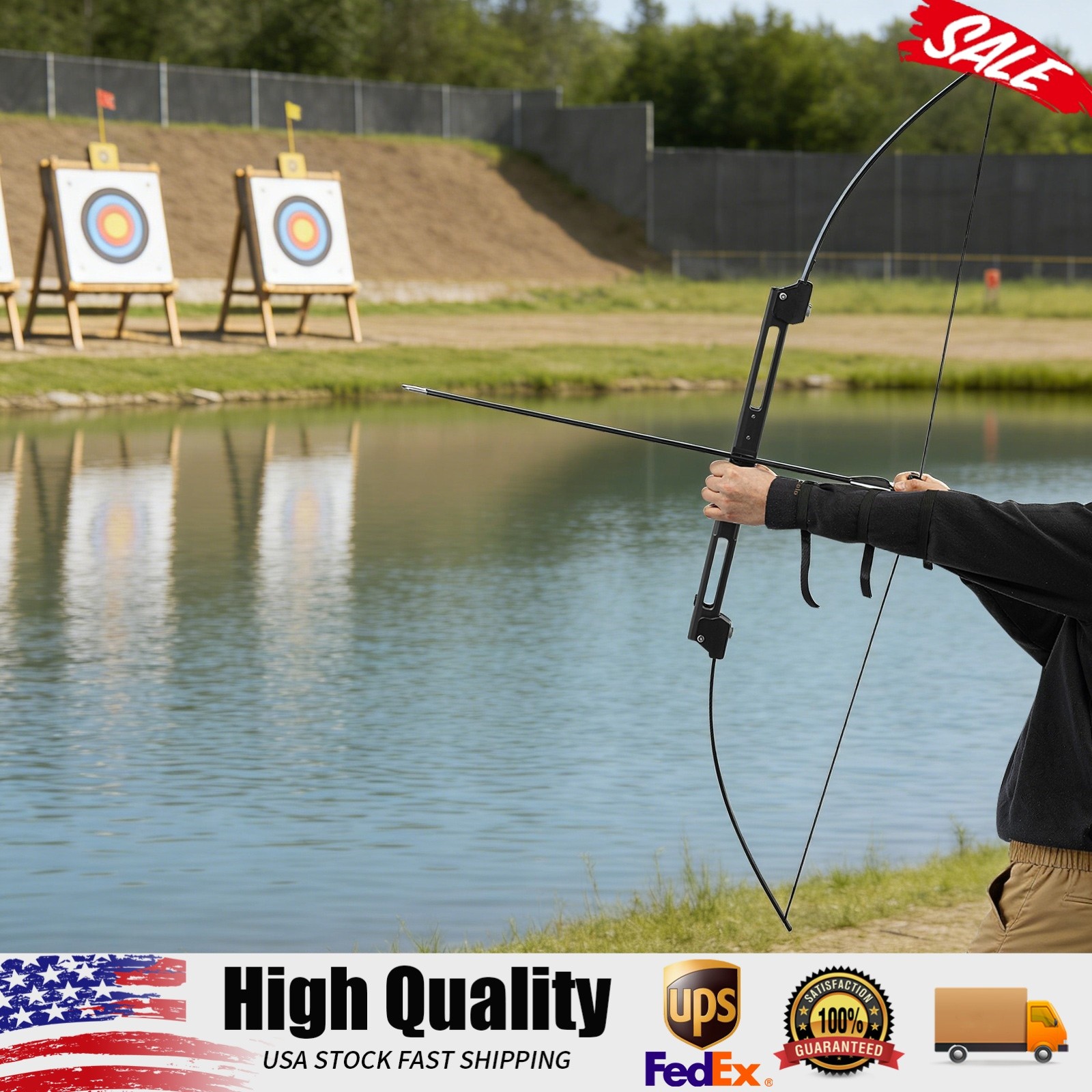 Foldable Recurve Bow Set with Guards & Arrows, Right Hand Archery Equipment