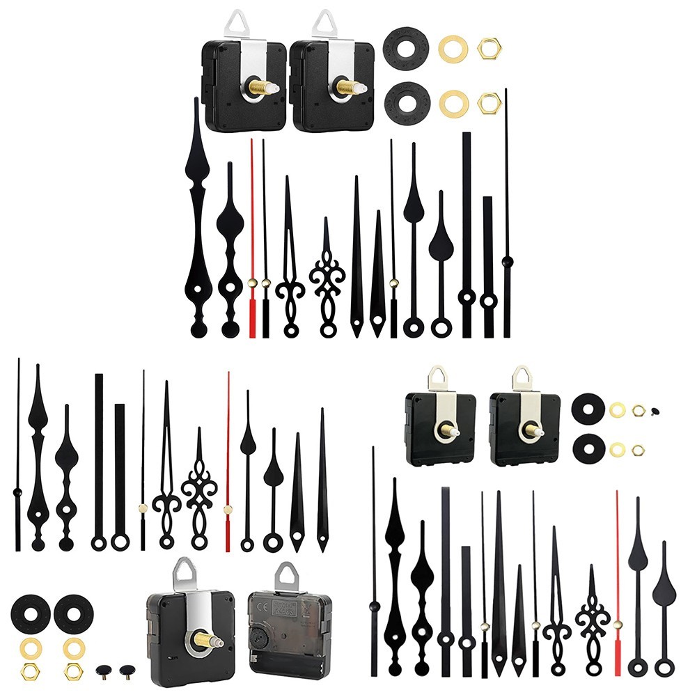 Silent DIY 2PCS Sweep Second Wall Clock Movement 5PCS Metal Pointer Set