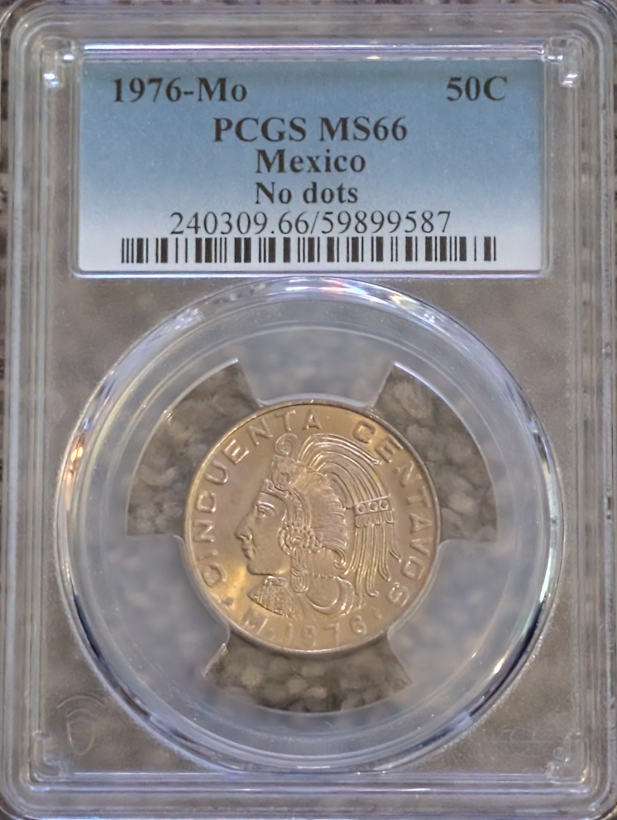 1976-Mo Mexico 50 Centavos No Dots PCGS MS66 Scarcer Subtype