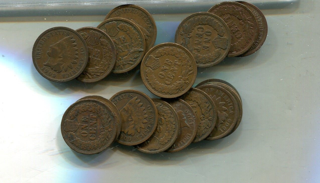 1909 INDIAN HEAD PENNY TYPE COIN G - VF LOT OF 18 2551T