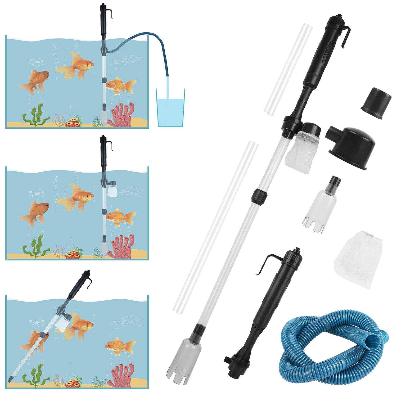 3-in-1 Electric Aquarium Cleaner - Automatic Gravel Vacuum & Water Changer