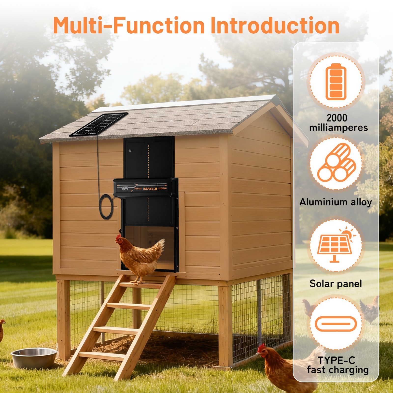 Automatic Chicken Coop Door Solar Powered with Remote Control Setup & LCD Screen