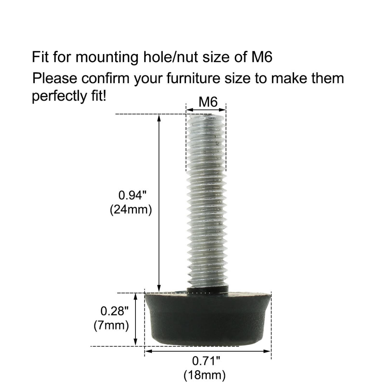 M6 x 24 x 18mm Furniture Glide Leveling Feet Floor Protector for Table Leg 20pcs