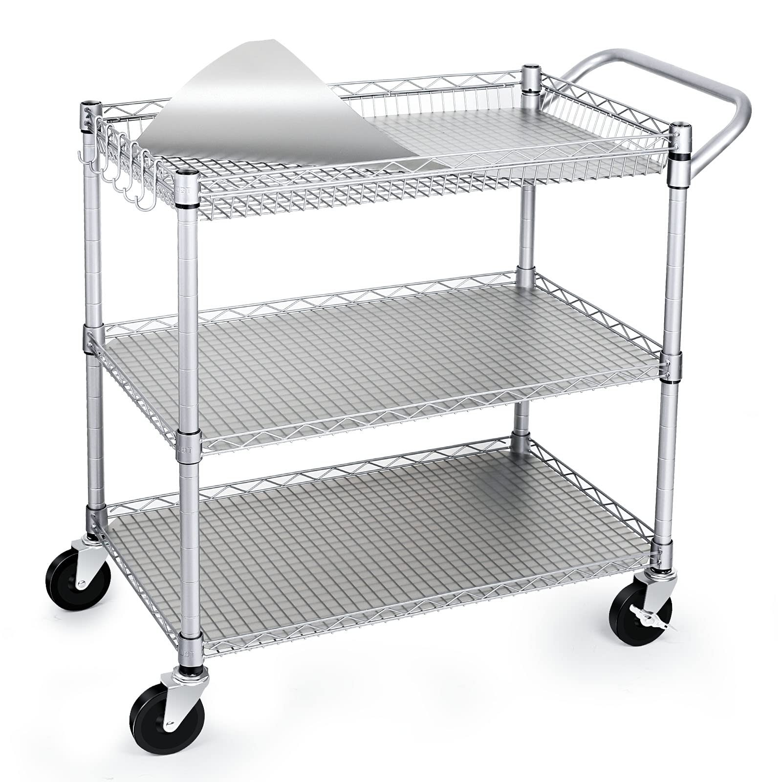 990Lbs Capacity Heavy Duty Rolling Utility Cart, NSF Rolling Carts with Wheel...