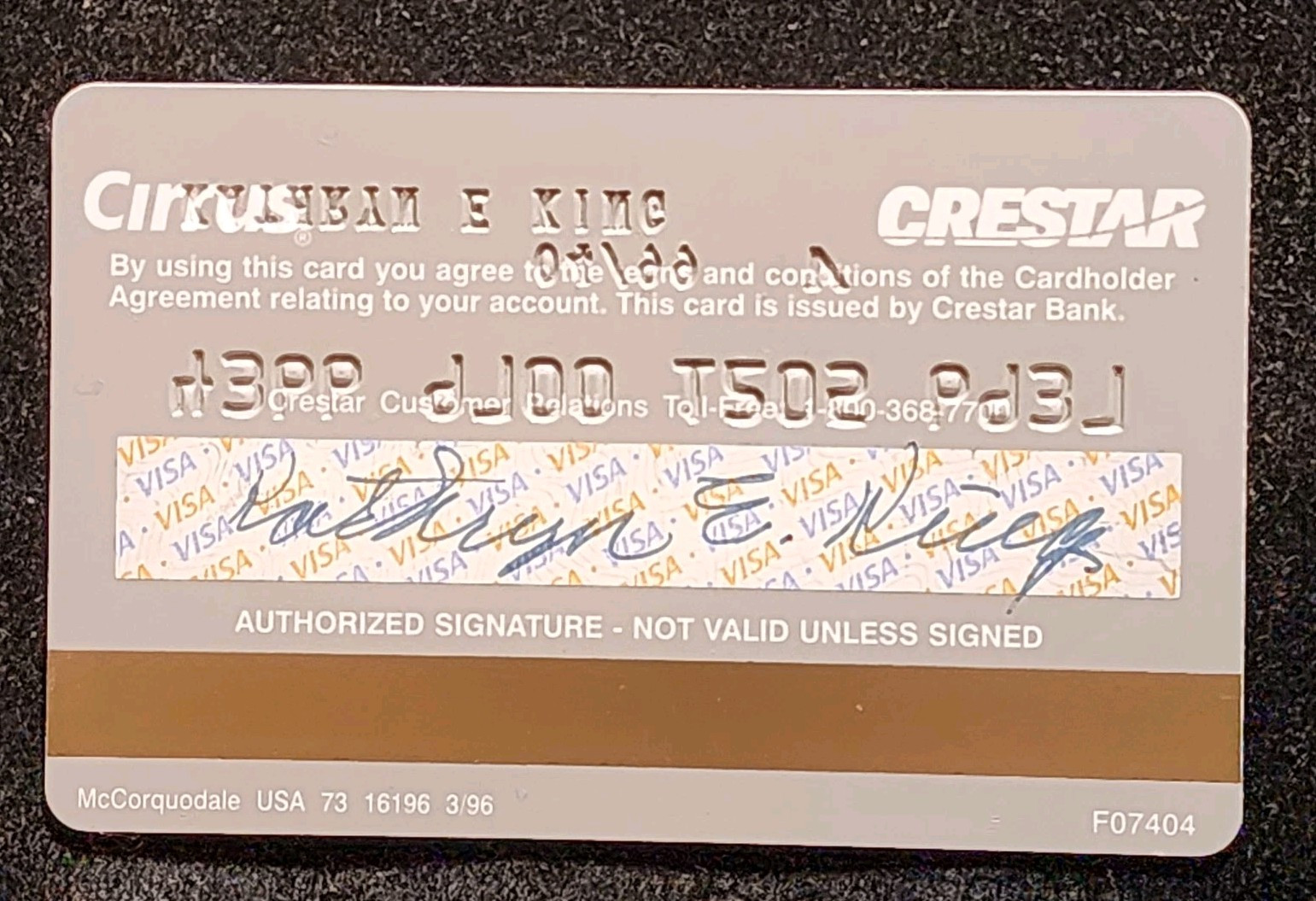 Crestar Visa Classic credit card exp 1999 cc1747