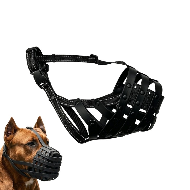 Open Front Design Dog Muzzle with Adjustable Basket Style for Public Handling