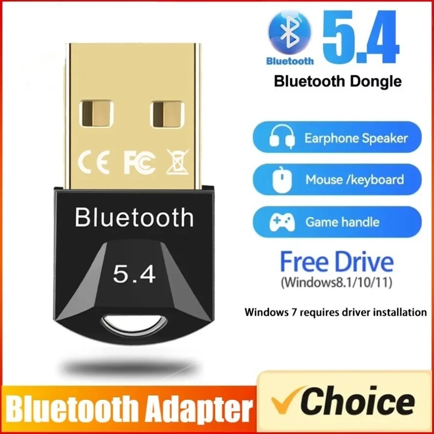 USB Bluetooth 5.4 Adapter for PC - Plug & Play on Windows 11/10 - Mini 5.4+ED...