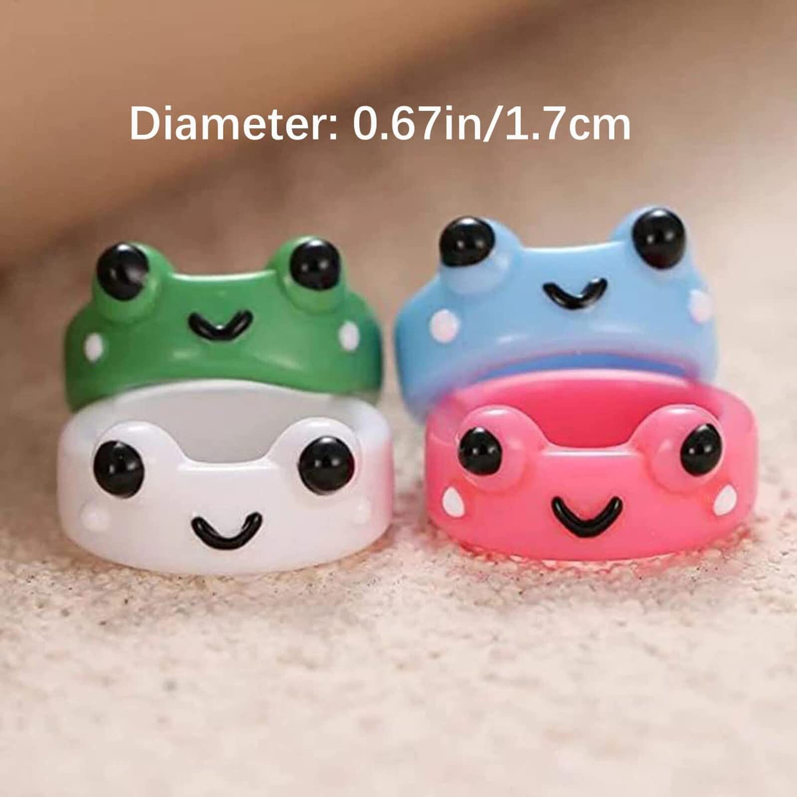 5Pcs/set Acrylic Frog Rings Women Lover Polymer Clay cute Resin Rings for Wom...