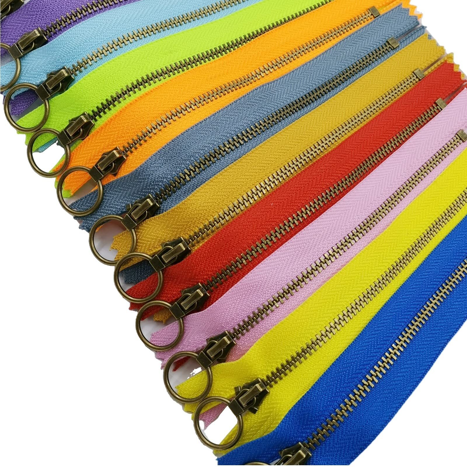 12PCS Metal Zippers #3 Antique Brass Close-End Sewing DIY Crafts 10"