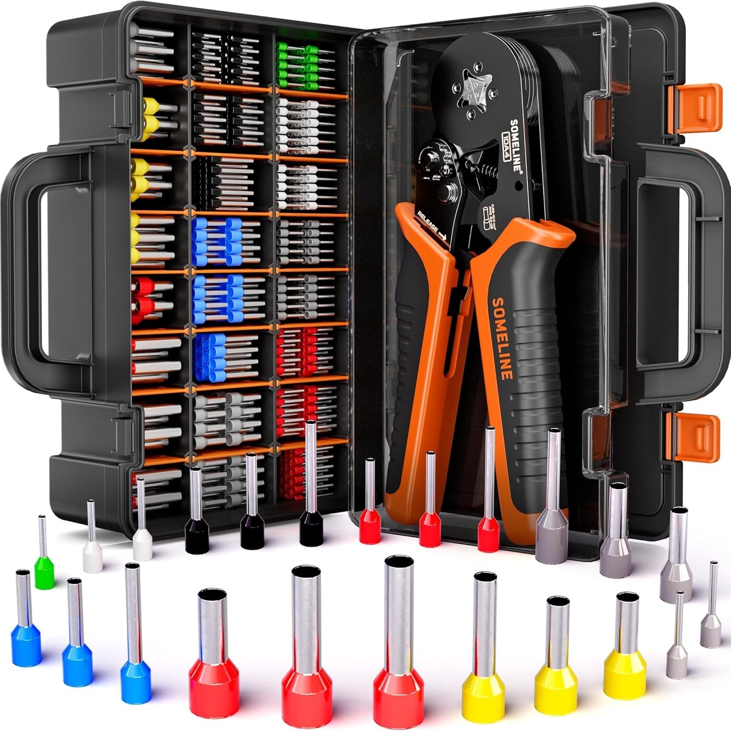 SOMELINE Ferrule Crimping Tool, Ratchet Pliers for AWG23-7 with 23 Sizes Wire En