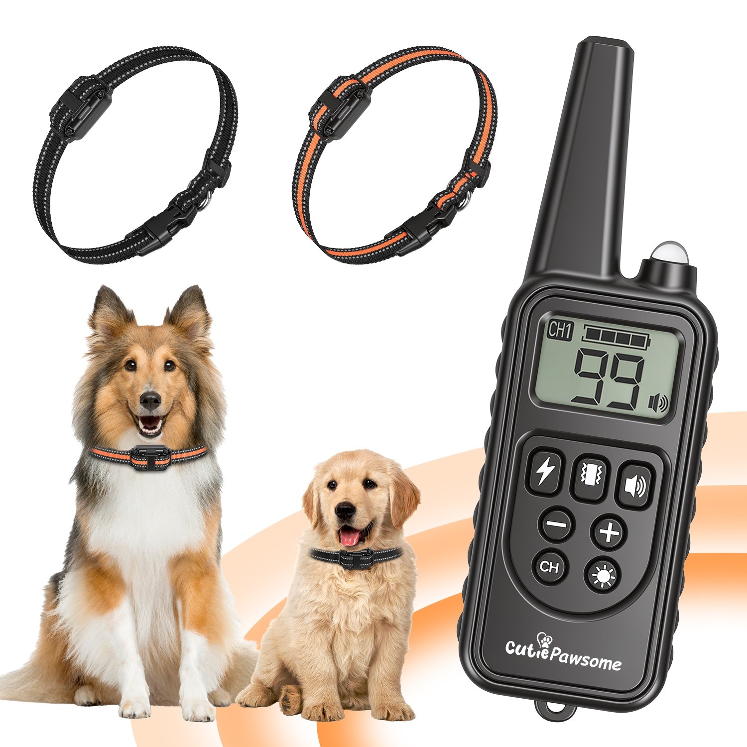2 Pack Rechargeable Dog Training Collar with Remote for Medium Small Dogs