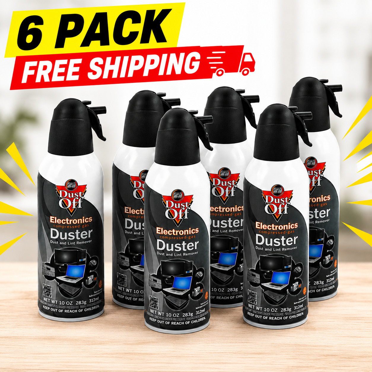 Dust-Off Compressed Air Duster 10 Oz 6 Pack Electronics Cleaner Canned Air Spray