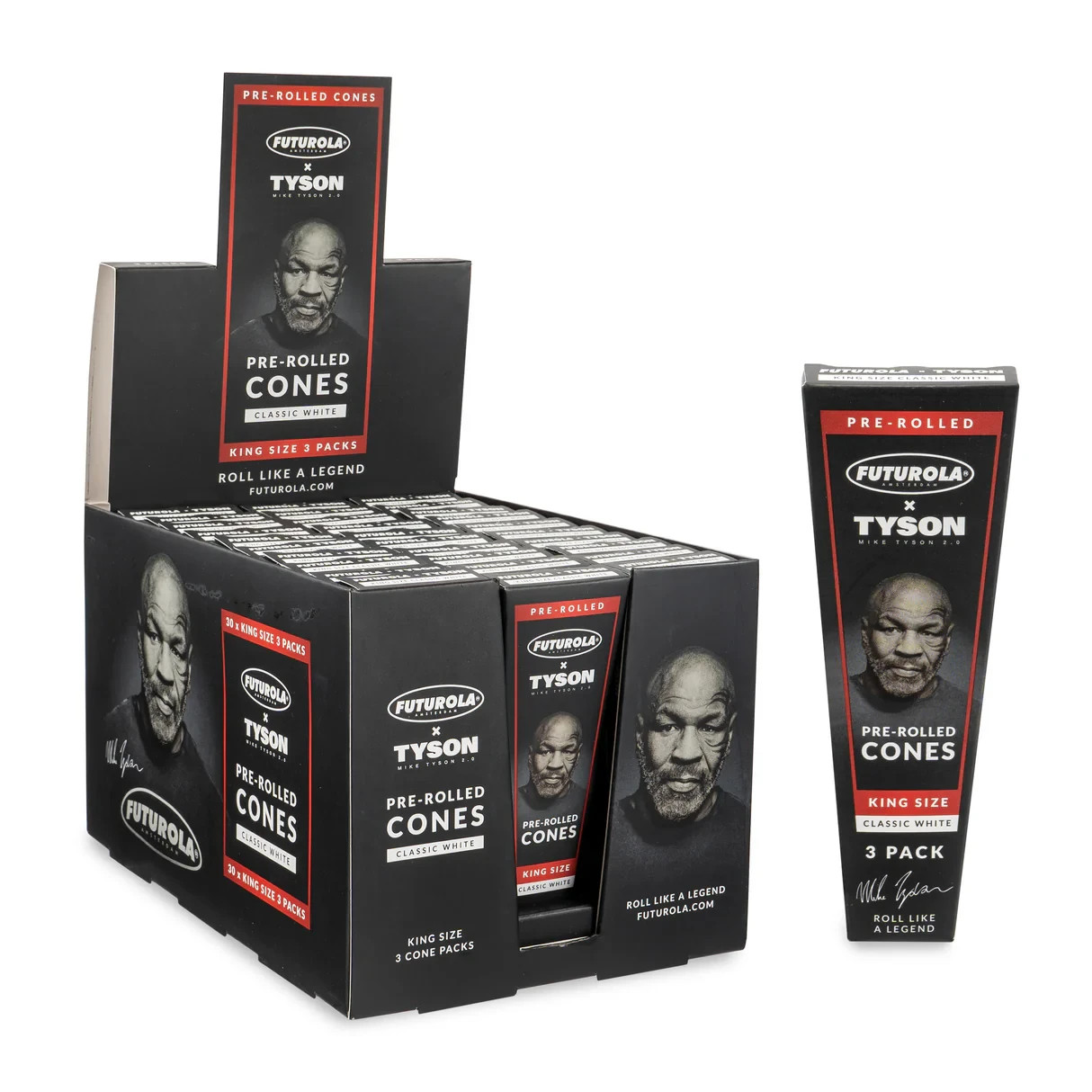 Futurola x Tyson 2.0 | 30X- 3pk King Size Pre-Rolled 90 Cones