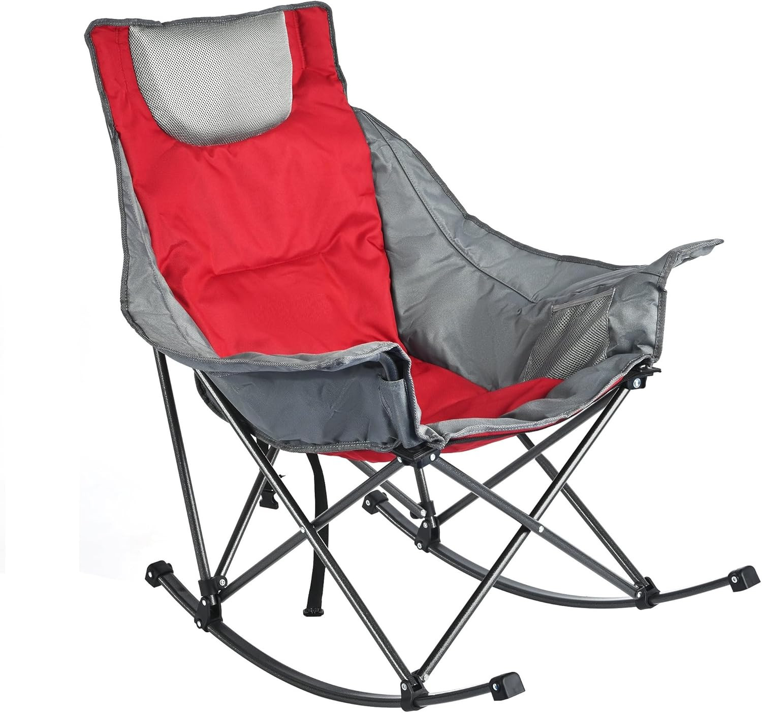 Oversized Folding Rocking Camping Chair for Adults, 500Lbs Red | Heavy Duty Outd