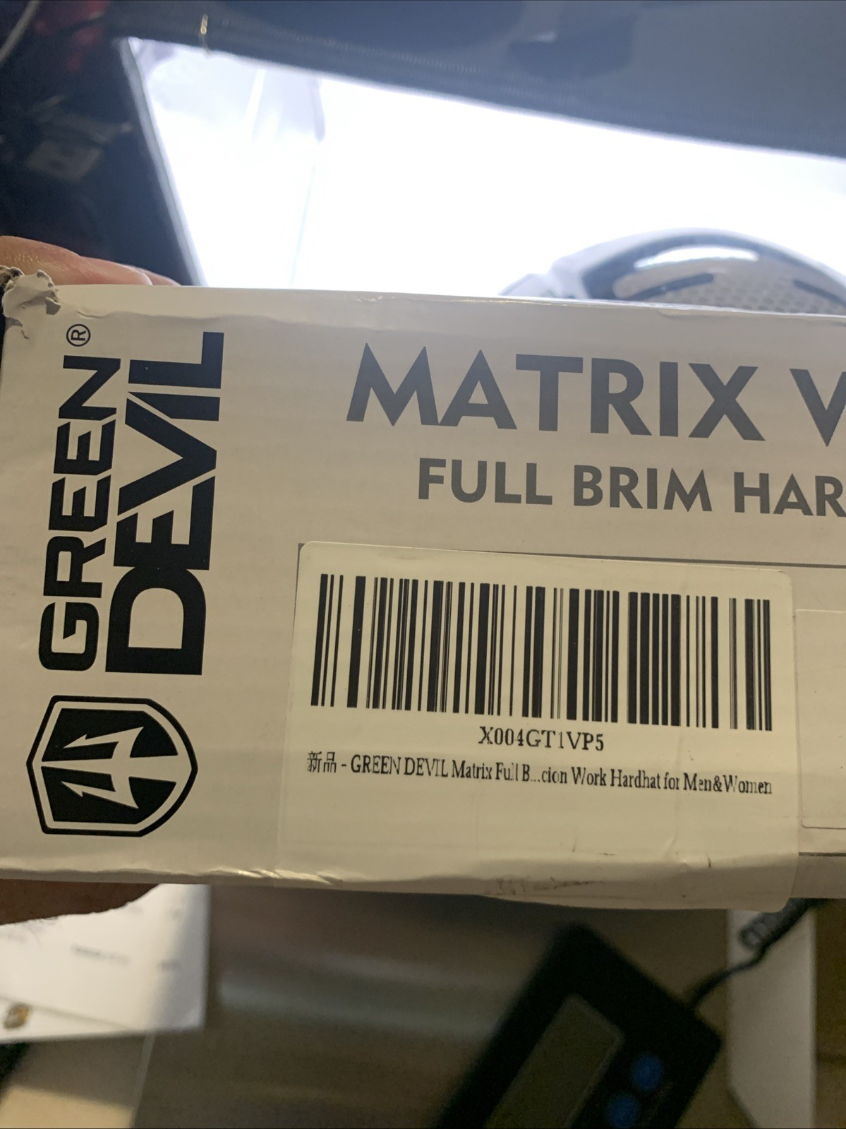 GREEN DEVIL Matrix Full Brim Hard Hat with Headlight Vented Construction Safe...