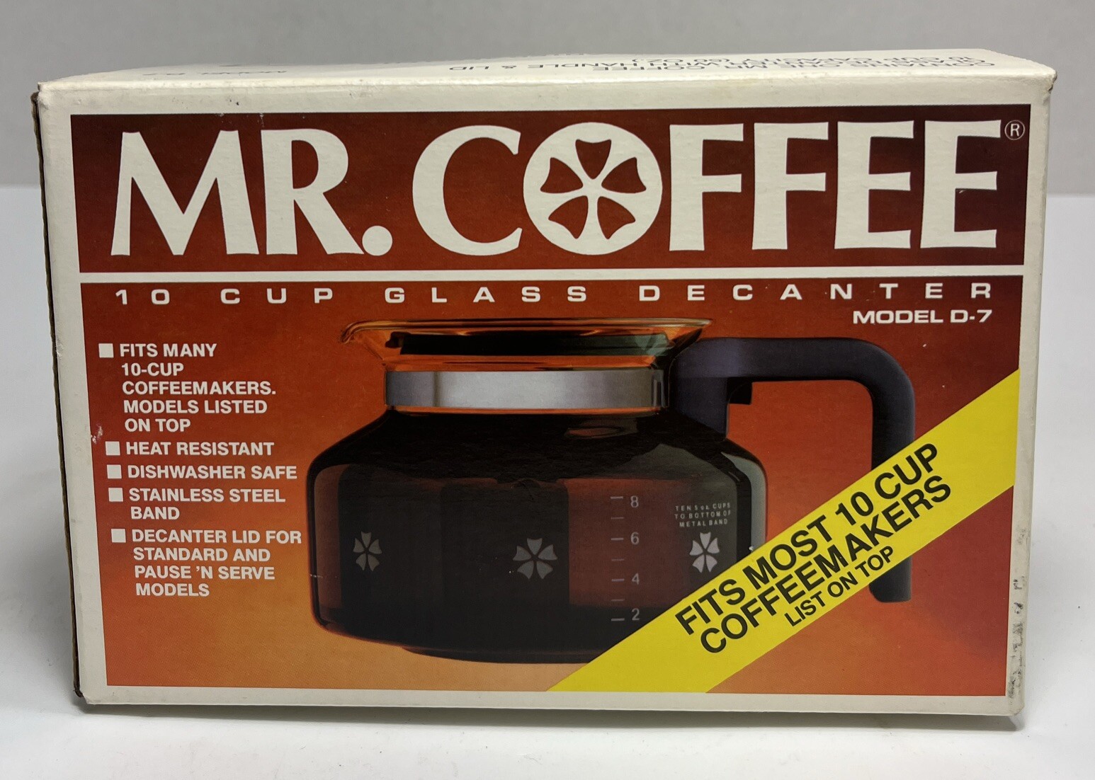Mr. Coffee Replacement 10 Cup Coffee Glass Decanter Gray Lid D-7 1991 Carafe