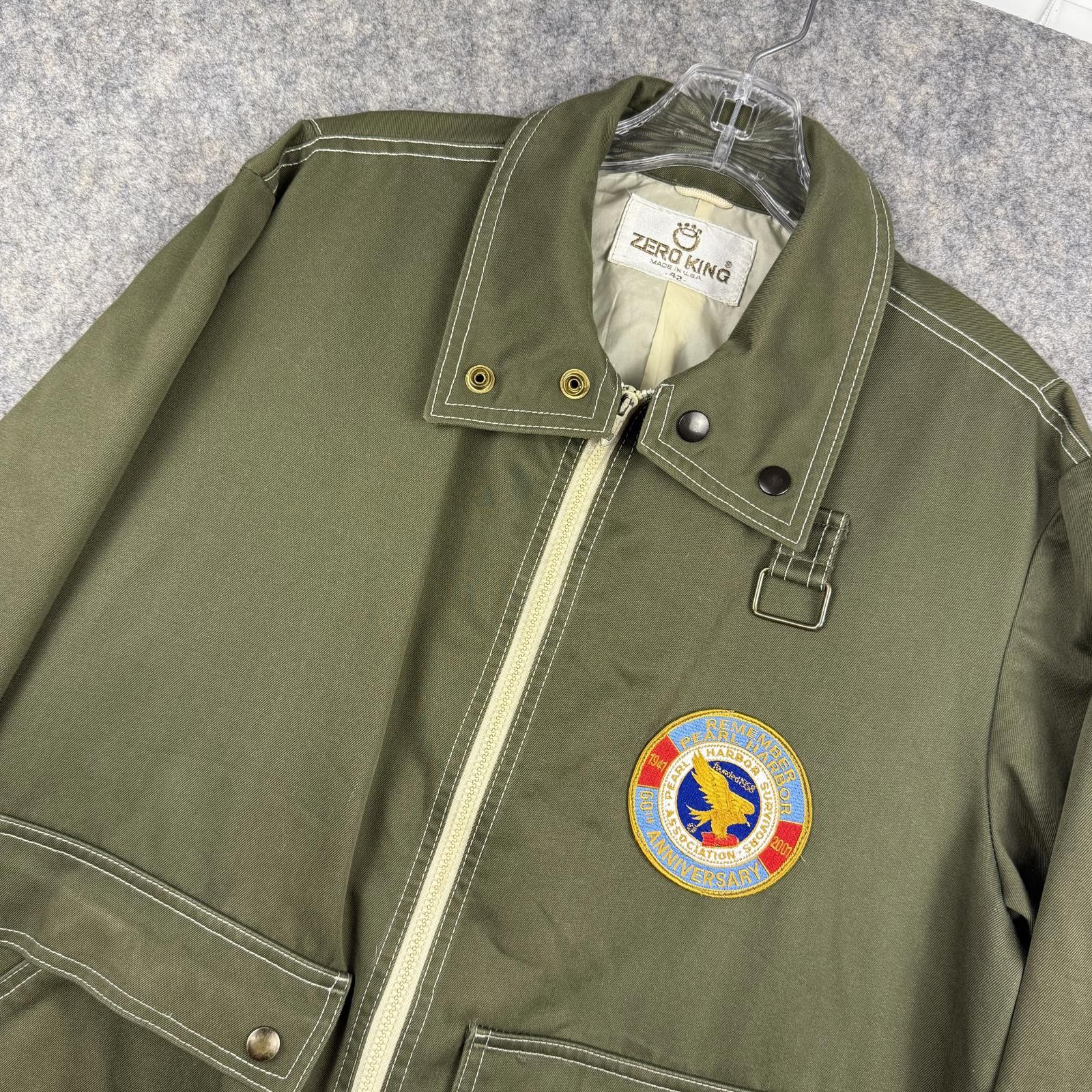 Vintage 2001 Pearl Harbor 60th Anniversary Military Jacket Coat Green Size 42