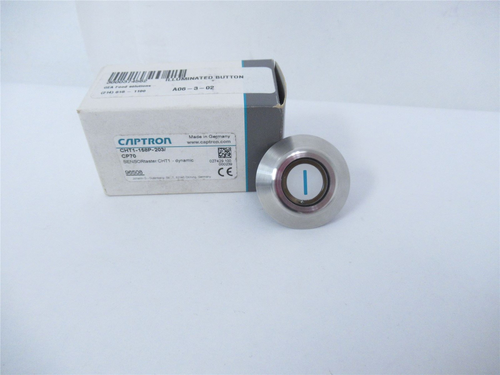 241765 New In Box; Captron CHT1-158P-203/CP70 Sensor Switch Pushbutton
