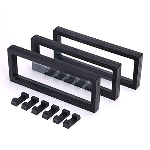 Skelang 3 Pcs 3D Floating Display Case, Black Display Stand Assorted Sizes