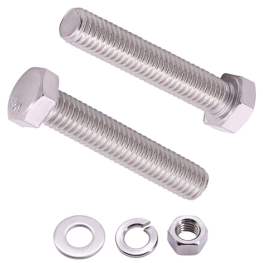 6 Sets M101.5 x 80mm Hex Bolt With Nut & Washers 304 Stainless Steel