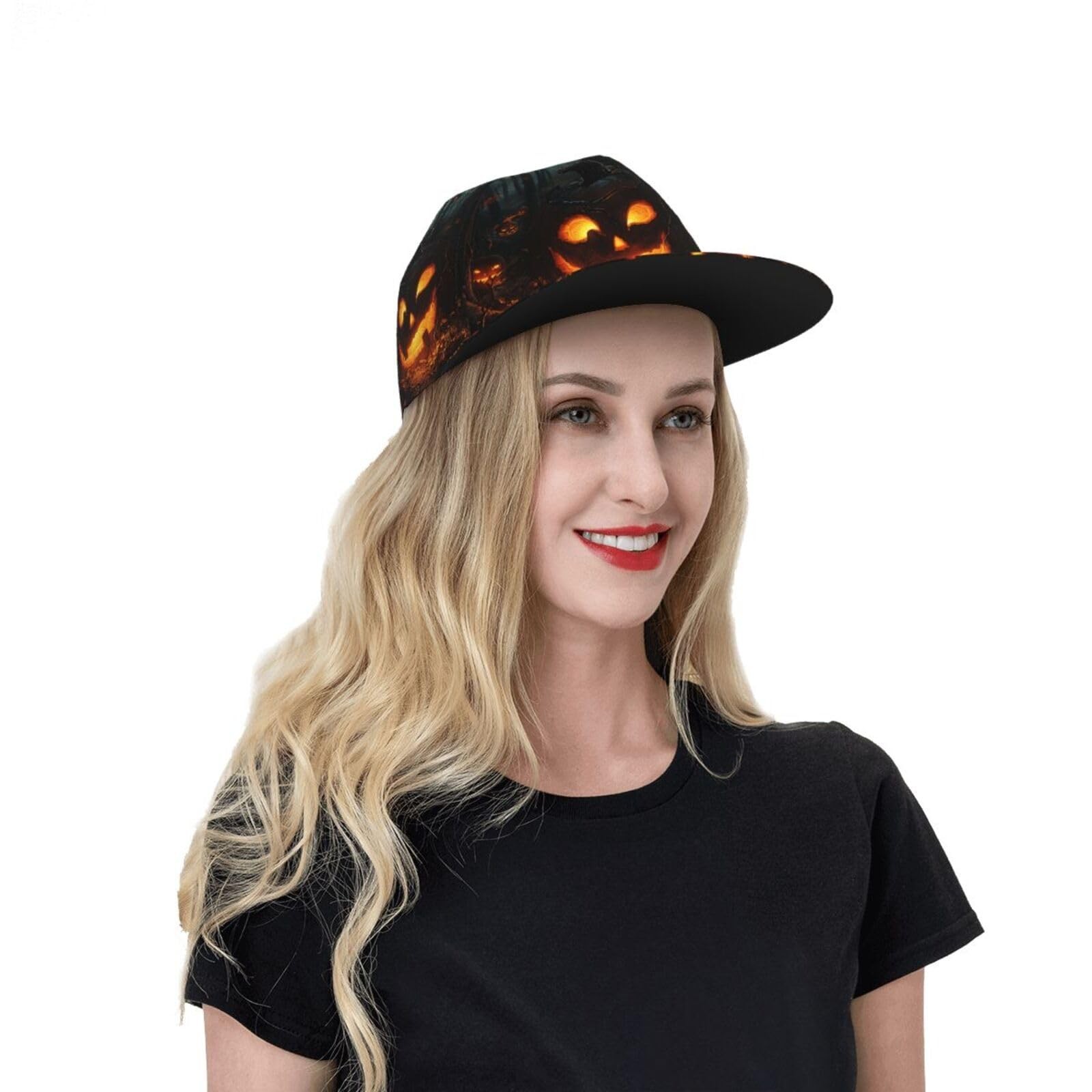 Halloween Pumpkins Snapback Hats for Men Women, Hip Hop Style Baseball Cap Fl...