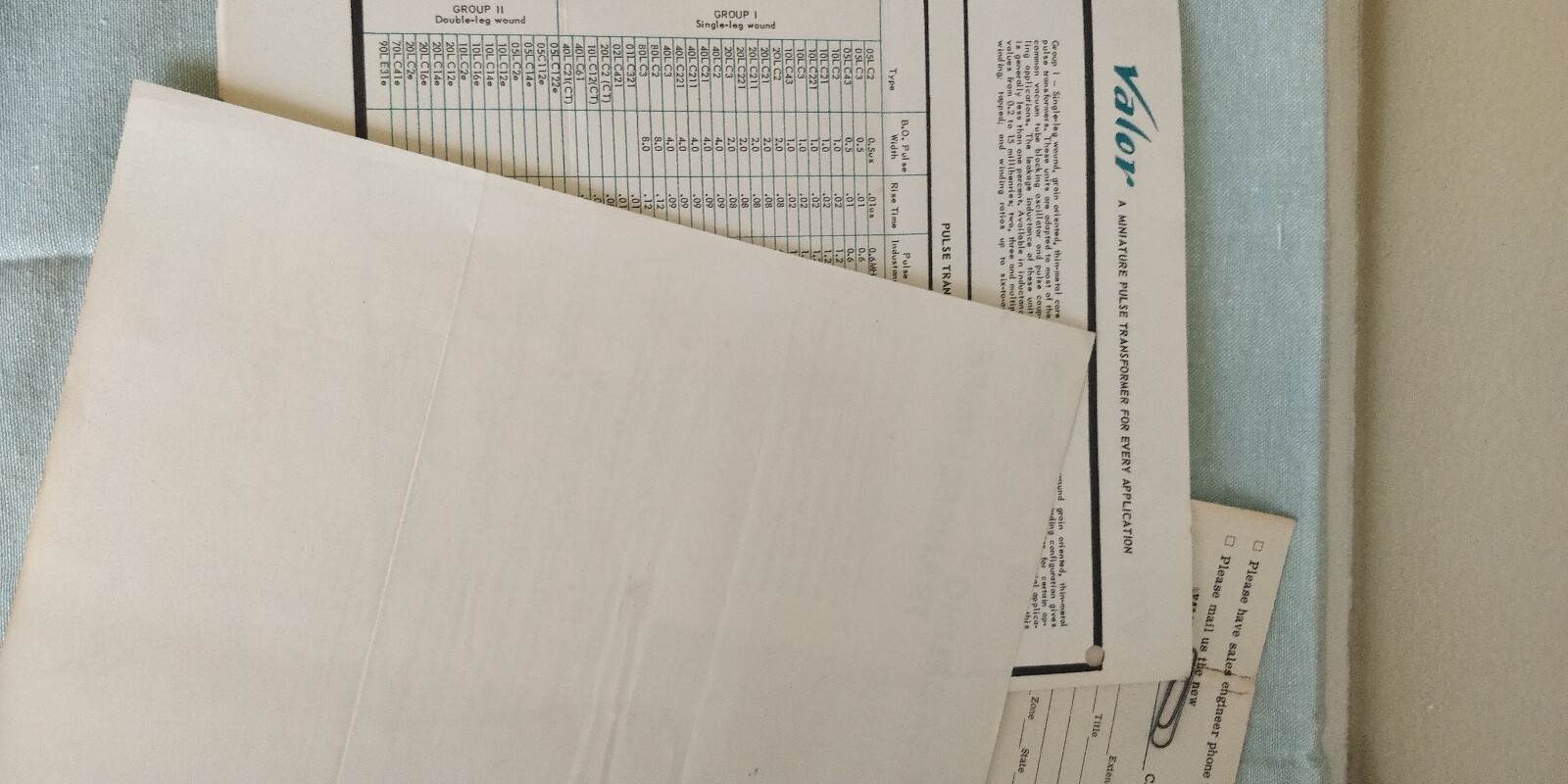 1950s ~ Valor Instrument Inc ~ Transformers ~ Data-Sheets / Bulletins