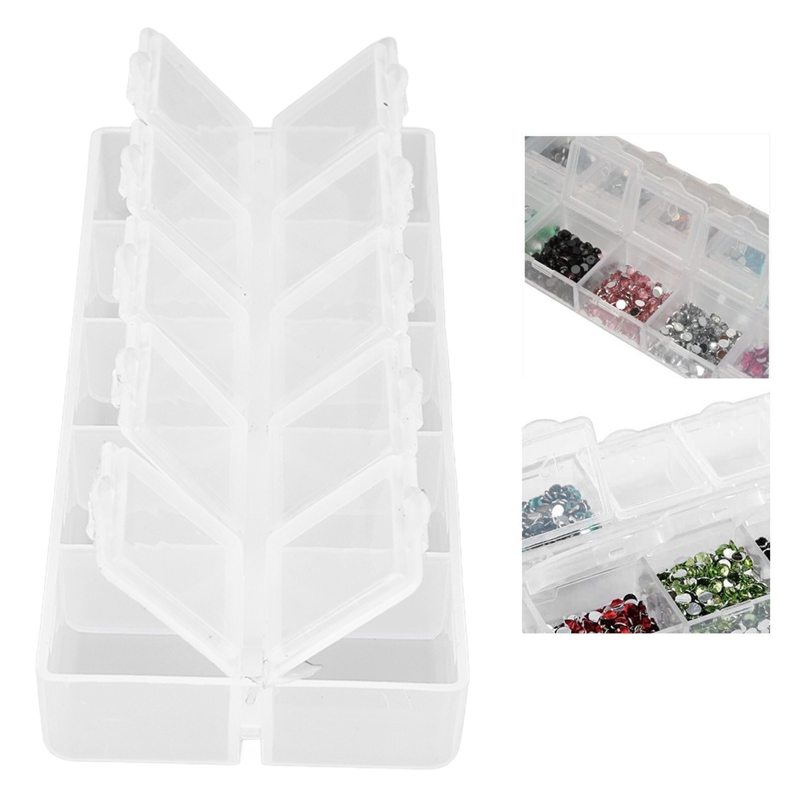 Grid Organizer Box White Plastic 10 Compartment Storage Container for Jewelry