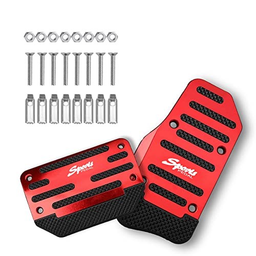 2Pcs Non-Slip Car Pedal Covers, Automatic Transmission Gas Pedal Brake Red